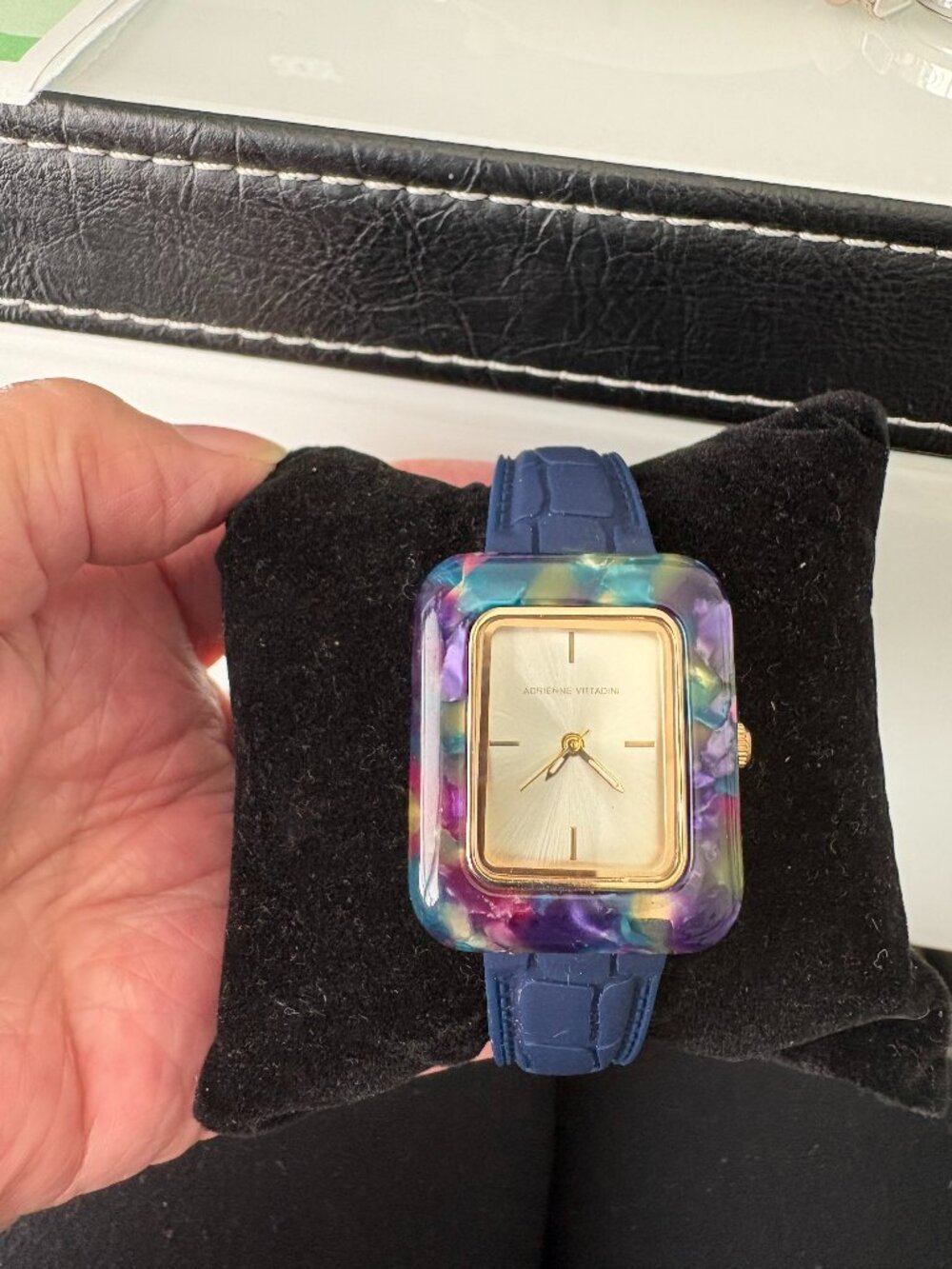 Adrienne Vittadini Watch Navy Blue Silicone Band